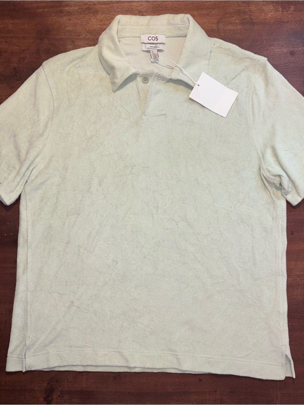 COS Men's Pale Mint Towelling Terry Polo